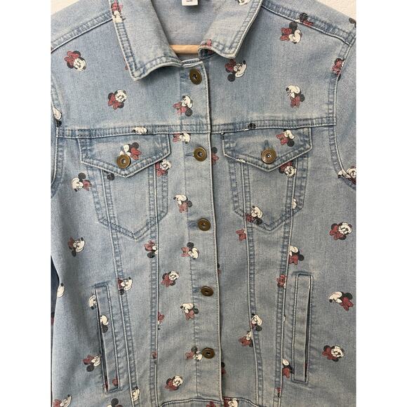 Disney Parks Jacket Womens XS Blue Minnie Mouse All Over Print Jean Denim - Picture 3 of 9